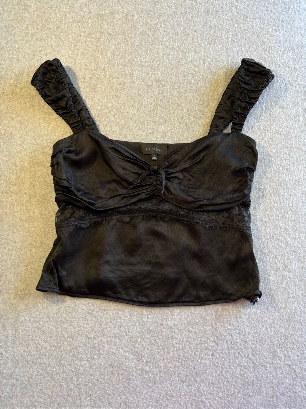 MAJORELLE Maura Silky Satin Lace Top M